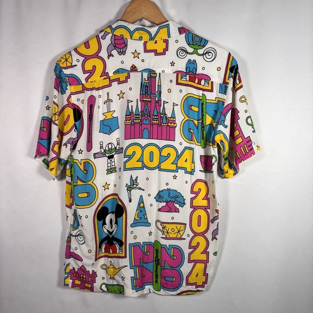 Disney World Parks Button Up Shirt Small Pixar Toy Story Mickey Minnie Castle 24 - Picture 2 of 6